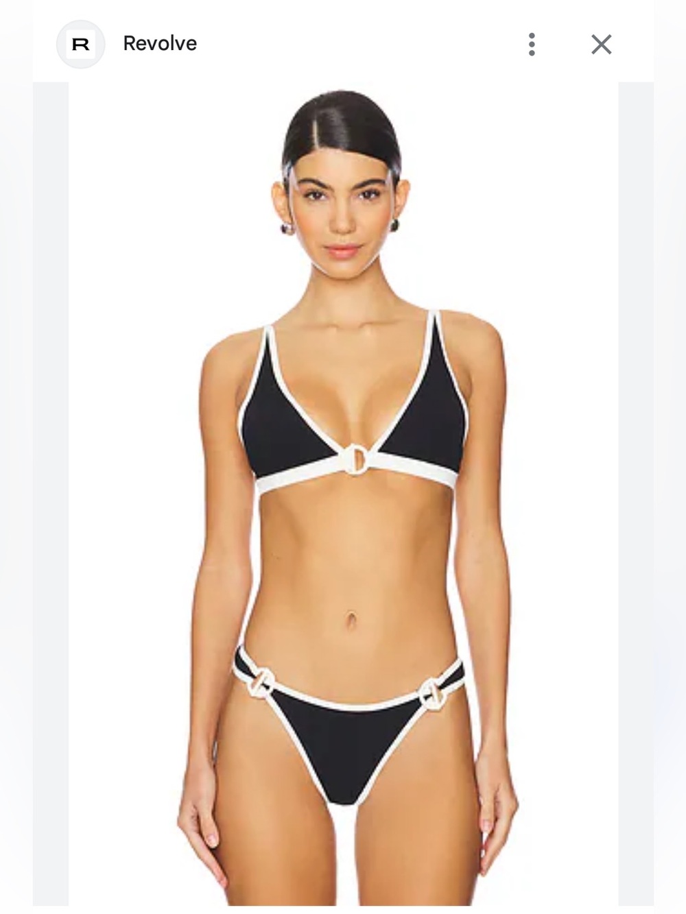NWT L*SPACE Ribbed Black Cream Bikini Set Ring Detail High Cut Bottom